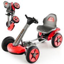 Pedal Powered 4-wheel Toy Car With Adjustable Steering Wheel And Seat Slickblue