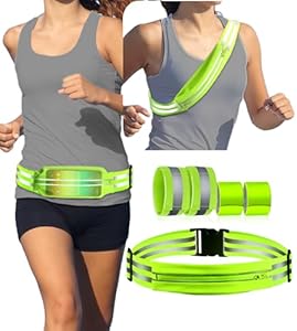 Reflective Running Gear,Reflective Belt Sash with Storage Bag,Reflective Bands,Reflectors Armband for Women Men,Safety Reflective Straps Bracelets for Running,Cycling,Walking 5 Pack Bebjuil