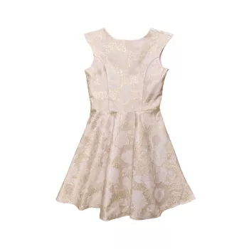 Жаккардовое платье цвета металлик с короткими рукавами для девочек Un Deux Trois