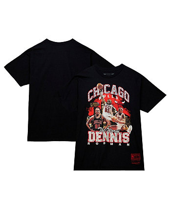 Черная мужская футболка Dennis Rodman Chicago Bulls Hardwood Classics Bling Concert Player Mitchell & Ness
