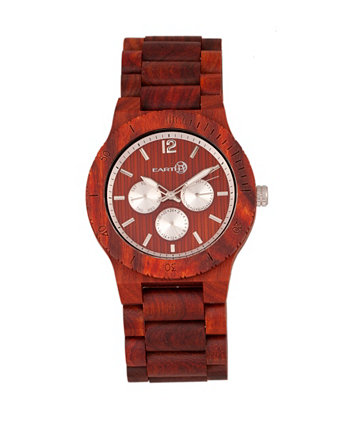 Часы-браслет из дерева бонсай, красный цвет 45 мм с днем и датой Earth Wood