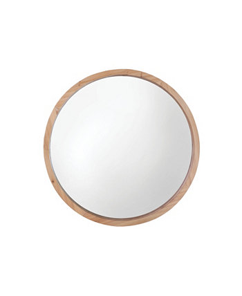 Настенное зеркало для ванной комнаты с круглой рамой из натурального дерева, 22 дюйма, D Mirrorize