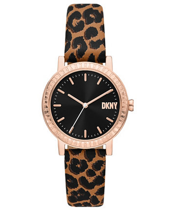 Женские часы Soho D с анималистическим принтом на кожаном ремешке 34 мм DKNY