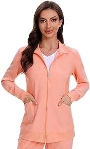 COZYFIT Scrub Jackets for Woman, Zip Front Nurse Jacket, 4-Way Stretch Fabric Cozyfit