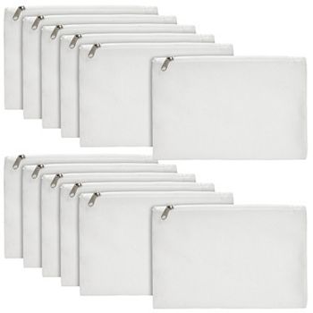 12-pack Bulk Blank Canvas Zipper Pouch Set, Canvas Pencil Pouch, 8x6 In Juvale