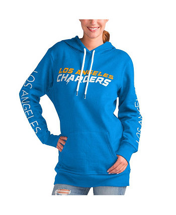 Женский пуловер с капюшоном пудрово-синего цвета Los Angeles Chargers Extra Inning G-III