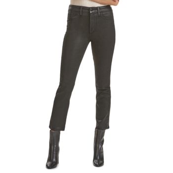 Черные прямые джинсы до щиколотки с покрытием Fall '22 JEN7