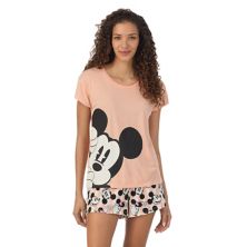 Disney's Mickey Mouse Women's Cap Short Sleeve Pajama Tee & Pajama Shorts Set Disney