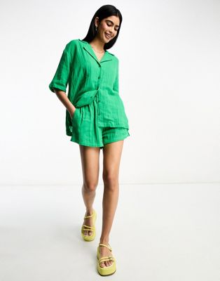 Зеленые шорты из марли ASOS DESIGN — часть комплекта ASOS DESIGN