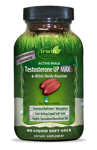 Testosterone Up Max3™ + усилитель оксида азота -- 60 мягких капсул с жидкостью Irwin Naturals