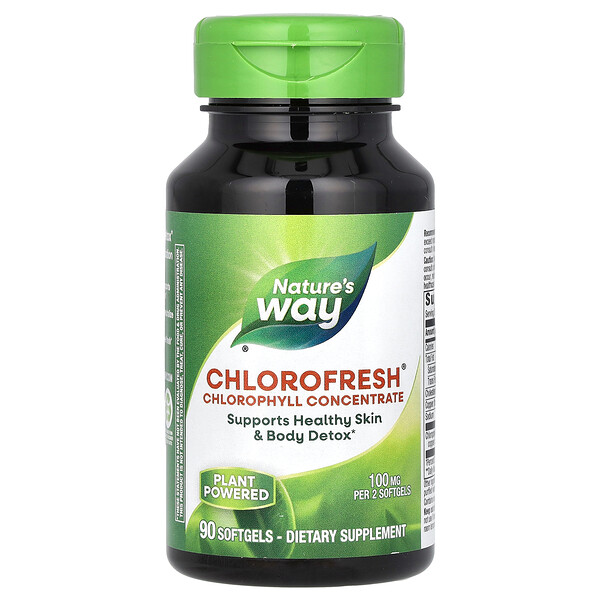 Chlorofresh, Концентрат хлорофилла - 100 мг - 90 мягких капсул - Nature's Way Nature's Way