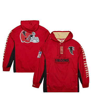 Мужской красный рваный анорак Atlanta Falcons Team OG 2.0, ветровка с молнией на четверть и логотипом в винтажном стиле Mitchell & Ness