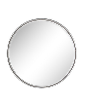 Большое круглое современное настенное зеркало в металлической раме CosmoLiving