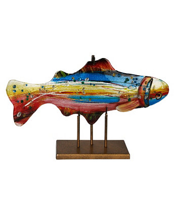 18-дюймовая радужная рыбка с позолоченной подставкой Jasmine Art Glass
