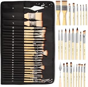 Nicpro 26pcs Paint Brush Set, Professional Paintbrushes with Palette Knife, Craft Paint Brushes for Acrylic Painting, Oil, Watercolor, Gouache & Canvas, Drawing & Art Supplies for Adults, Kids Artists Nicpro