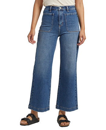 Женские джинсы с широкими штанинами и высокой посадкой в винтажном стиле с накладными карманами Silver Jeans Co.