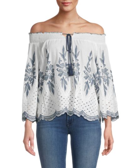 ​Embroidered Off-The-Shoulder Top LOVESTITCH