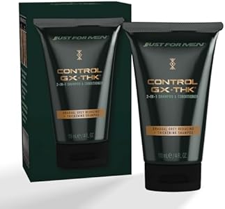 Just for Men Control GX + THK Thickening Shampoo and Conditioner with Grey Reduction, Shampoo for Thinning Hair with Alpha Keratin, Thickens Hair Up to 20%, Works with Every Hair Texture, 4 oz Just for Men