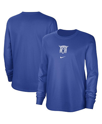 Женская рваная футболка Royal Kentucky Wildcats с длинными рукавами в винтажном стиле Nike