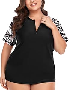 Женский Рашгард COOTRY Plus Size С Коротким Рукавом С UV Защитой 50+ COOTRY