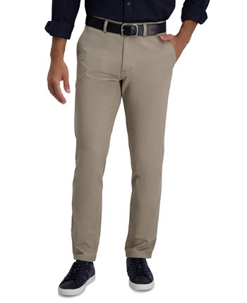 Мужские повседневные брюки Slim-Fit Motion цвета хаки с прямым гибким поясом HAGGAR