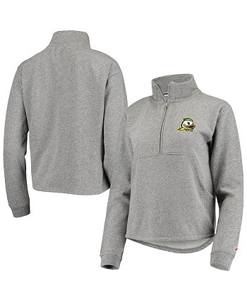Women's Heathered Gray Oregon Ducks Victory Springs Half-Zip Sweatshirt League Collegiate Wear