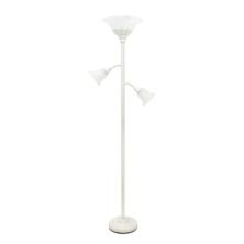 Напольный светильник Elegant Designs 3 Light с зубчатым стеклянным абажуром, белый Elegant Designs