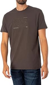 Armani Exchange Men's Central Rectangle with Embroidered Inside Regular Fit Cotton Jersey Tee A｜X Armani Exchange