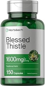 Horbaach Blessed Thistle Capsules 1600 mg | 150 Count | Max Potency | Non-GMO, Gluten Free Herb Supplement Horbäach