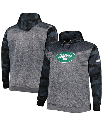 Мужской пуловер с капюшоном и камуфляжным принтом Heather Charcoal New York Jets Big and Tall Fanatics