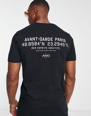 Черная футболка с принтом на спине Avant Garde AVANT GARDE