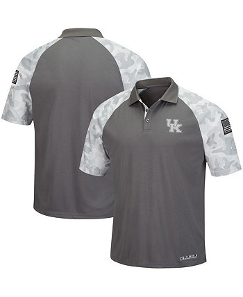 Мужская серая рубашка-поло с камуфляжным принтом Kentucky Wildcats OHT в военном стиле с регланами Zoomie Colosseum