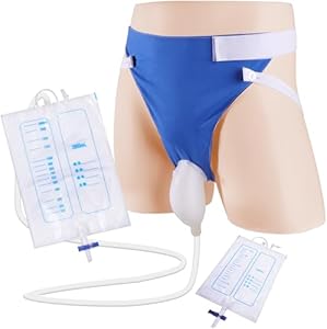 External Wearable Urinal Collector with Reusable Silicone Urine Catheter Bag, Portable Catheter Urine Bag(2000ml & 1000ml) for Elderly Men Blue YOOGUSTO