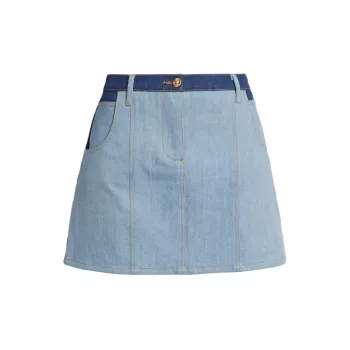 Heart-Pocket Denim Miniskirt Christian Cowan