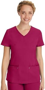 Healing Hands Women's Scrub Top V-Neck with 2 Pockets, 2-Way Stretch, and Yoga Knit Side Panels for Slim Fit 2245 Healing Hands