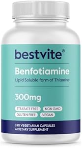 BESTVITE Benfotiamine 300mg (60 Vegetarian Capsules (Вегетарианские капсулы)) No Stearates - No Silicon Dioxide - Vegan - Non GMO - Gluten Free BESTVITE