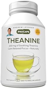 ANDREW LESSMAN Theanine 200 mg - 60 Capsules - Promotes The Production of The Neurotransmitters Dopamine and Serotonin. Natural Calm, Relaxed Focus Without Drowsiness. Easy-to-Swallow Capsules. Andrew Lessman