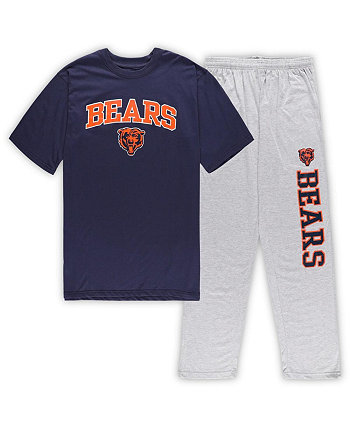 Мужской комплект для сна из футболки и брюк темно-синего цвета, цвета Хизер Грей Chicago Bears Big and Tall Concepts Sport