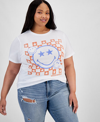 Trendy Plus Size Smiley Graphic T-Shirt Grayson Threads, The Label