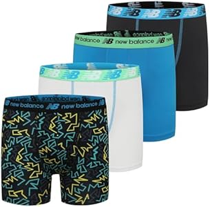 New Balance Boys' 3.5" Underwear, Performance Boxer Briefs (4 Pack) New Balance