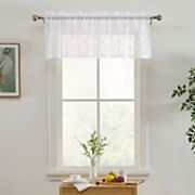 HLC.ME Isabella Floral Rod Pocket Lace Semi Sheer Short Valance for Small Windows, Kitchen Bathroom Thd