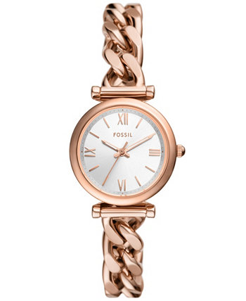 Женские часы Carlie из нержавеющей стали с тремя стрелками цвета розового золота, 28 мм Fossil