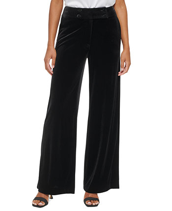 Широкие брюки Petite Velvet с пуговицами спереди Calvin Klein