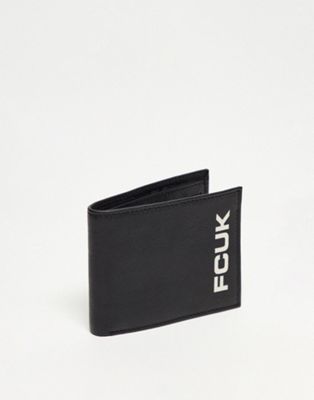 Черный кожаный кошелек с большим логотипом French Connection FCUK French Connection