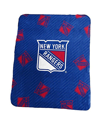 Классическое плюшевое одеяло с повторяющимся логотипом New York Rangers размером 50 x 60 дюймов Logo Brand