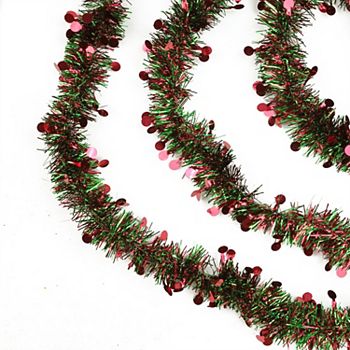 Northlight Shiny Red & Green Tinsel Artificial Christmas Garland Northlight