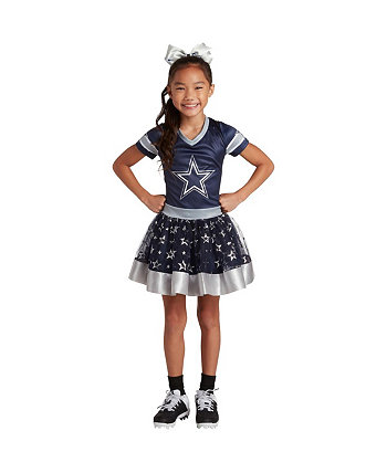 Big Girls Navy Dallas Cowboys Tutu Tailgate Game Day V-Neck Costume Jerry Leigh