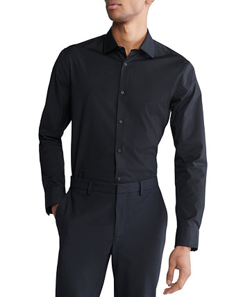 Мужская приталенная рубашка Supima стрейч с длинными рукавами и пуговицами спереди Calvin Klein