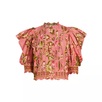 Хлопковая блузка с цветочным принтом Aura Farm Rio