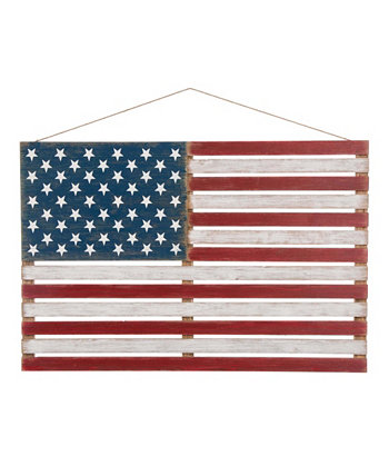 41,93 дюйма L деревянный настенный декор с патриотическим национальным флагом Glitzhome